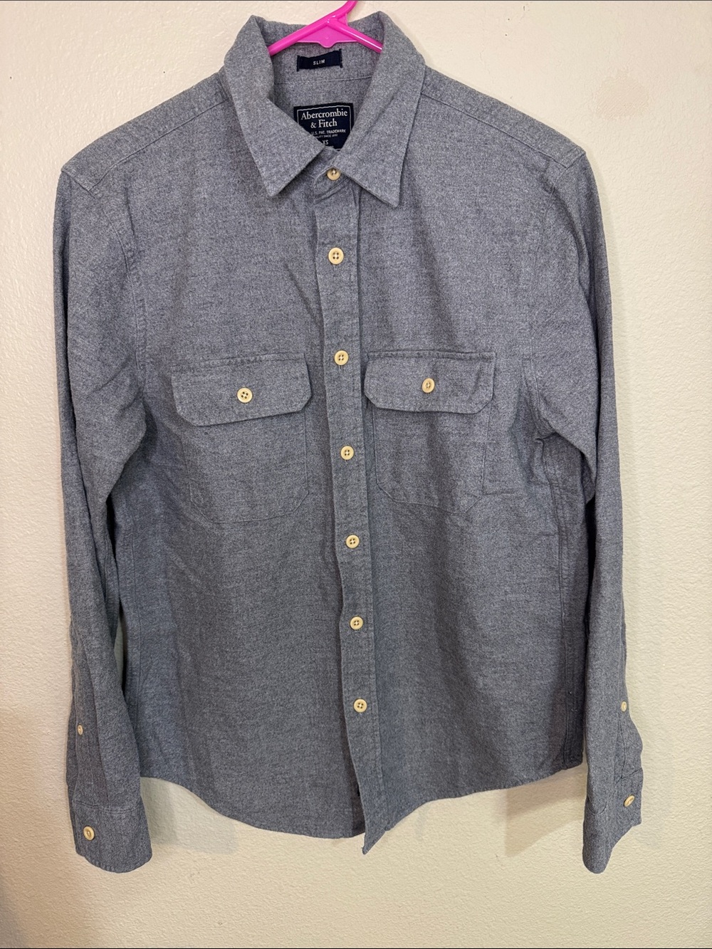 Abercrombie & Fitch Men's Heather Gray Button-Front Shirt